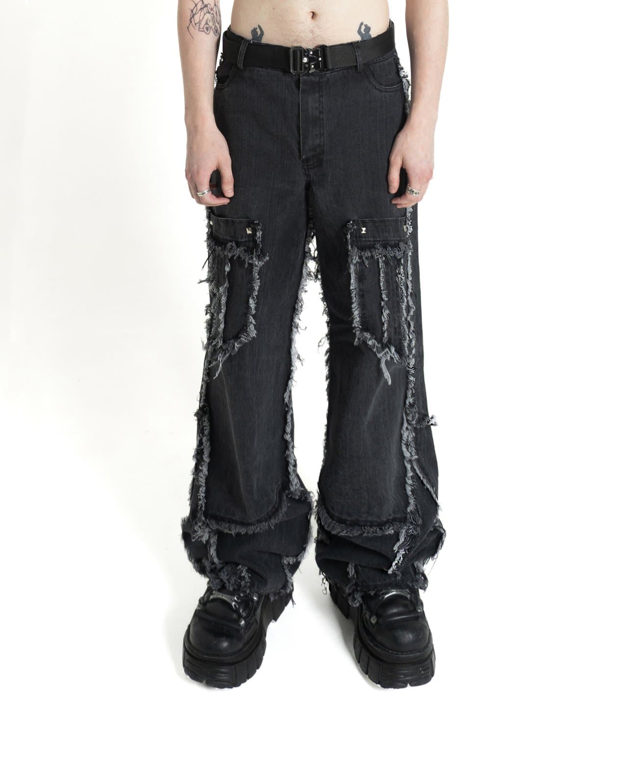 Deconstructed Washed jeans deconstructed denim jeans detail product photo made in Ukraine