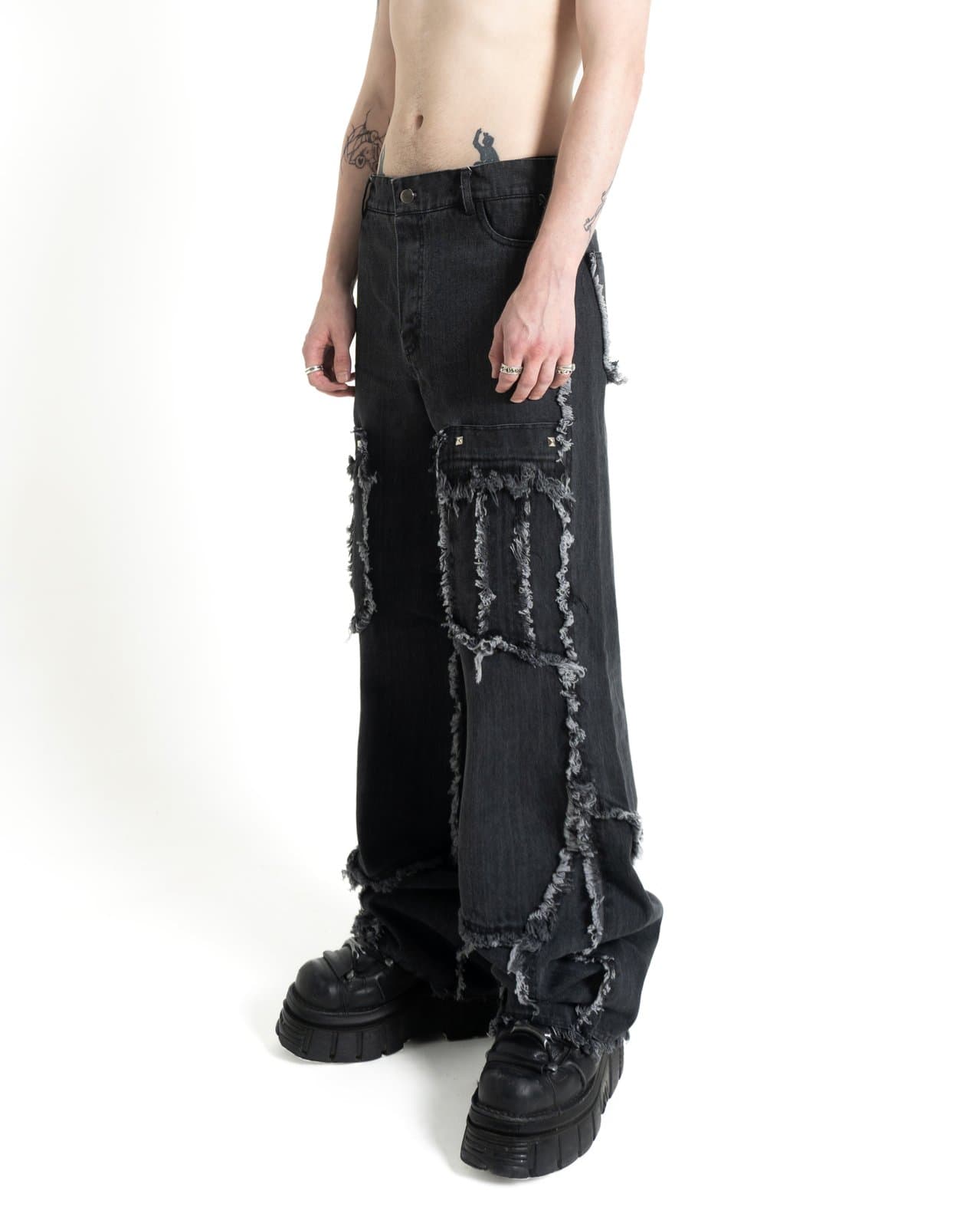 Deconstructed Washed jeans deconstructed denim jeans fit product photo made in Ukraine