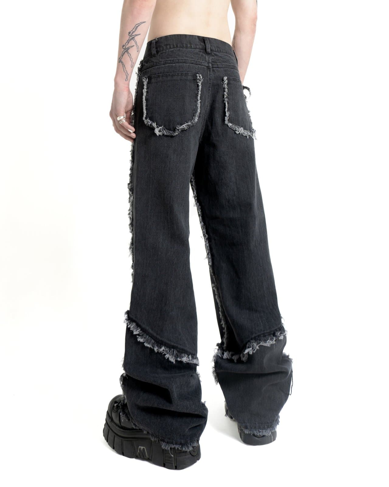 Deconstructed Washed jeans deconstructed denim jeans fit product photo made in Ukraine