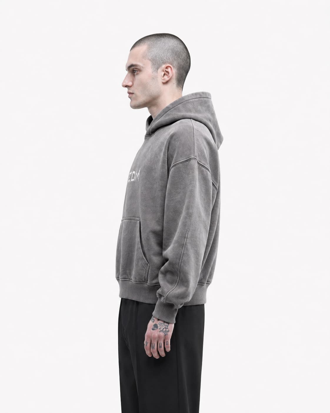 EDM washed hoodie Grey color oversized hoodie fit product photo made in Ukraine