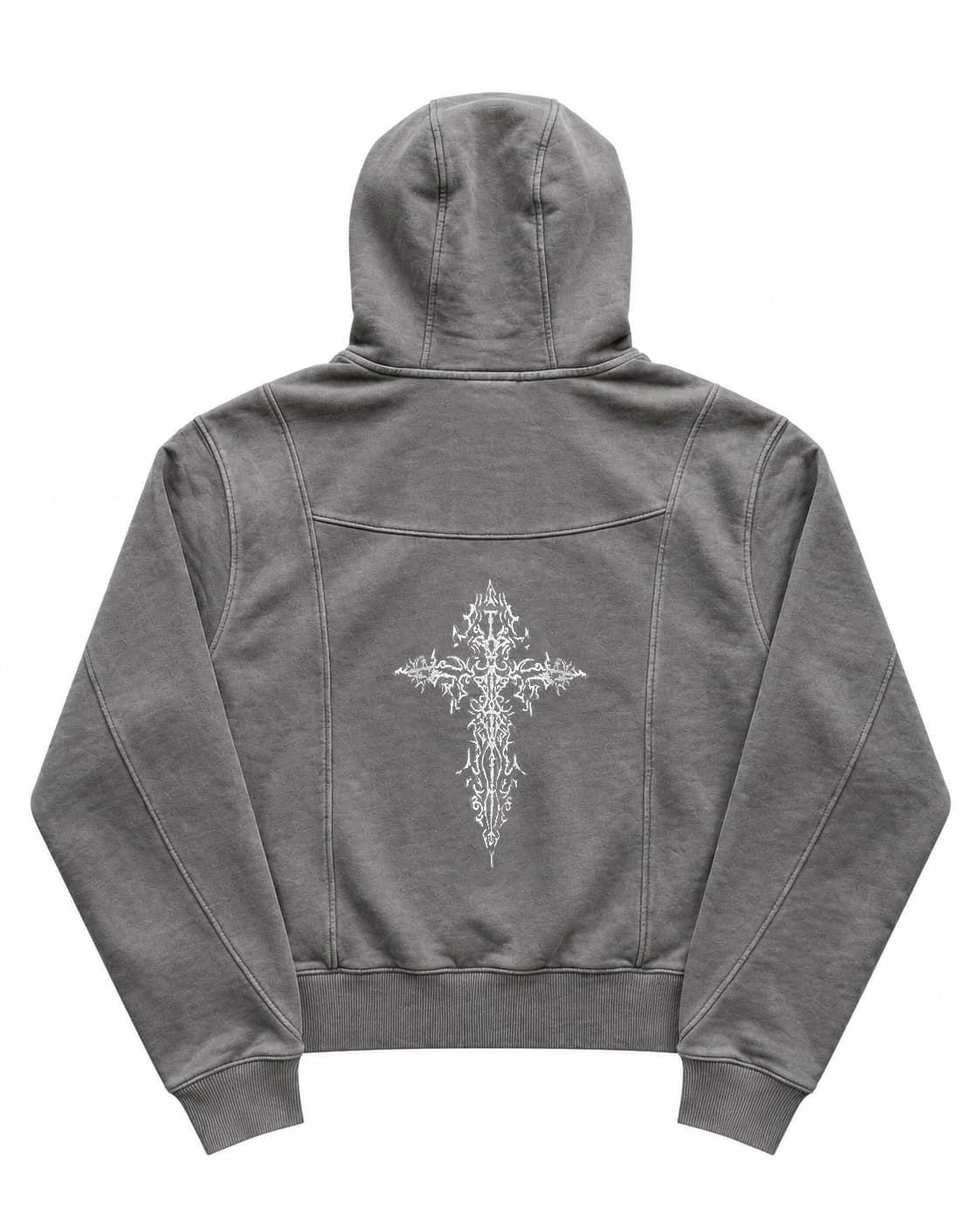 EDM washed hoodie Grey color oversized hoodie alternate product view made in Ukraine