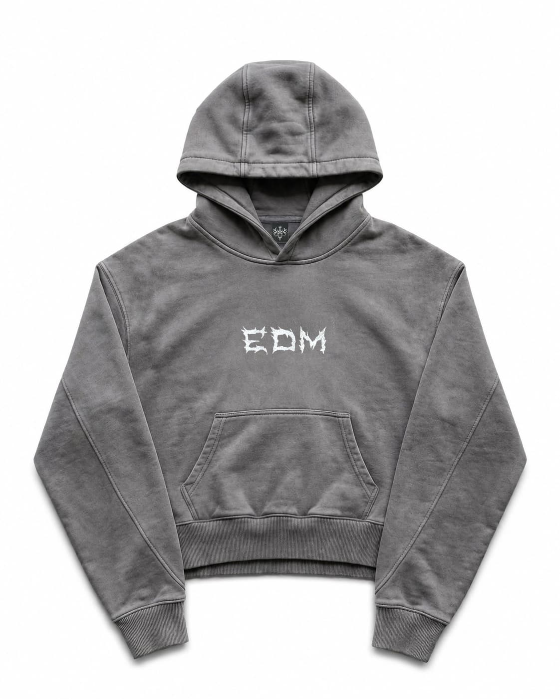 EDM washed hoodie Grey color oversized hoodie front product photo made in Ukraine